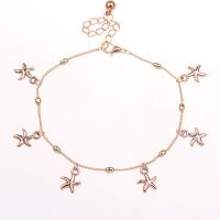 Zinc Alloy Anklet, with 5cm extender chain, Starfish, plated, twist oval chain & for woman Approx 7.8 Inch 