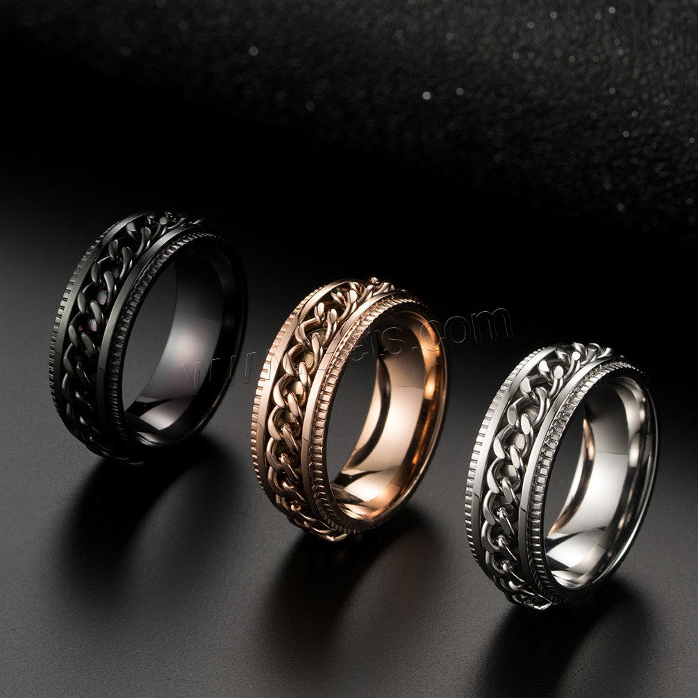 Titanium Steel Finger Ring, plated, rotatable & Unisex & different size for choice, more colors for choice, 8mm, Sold By PC