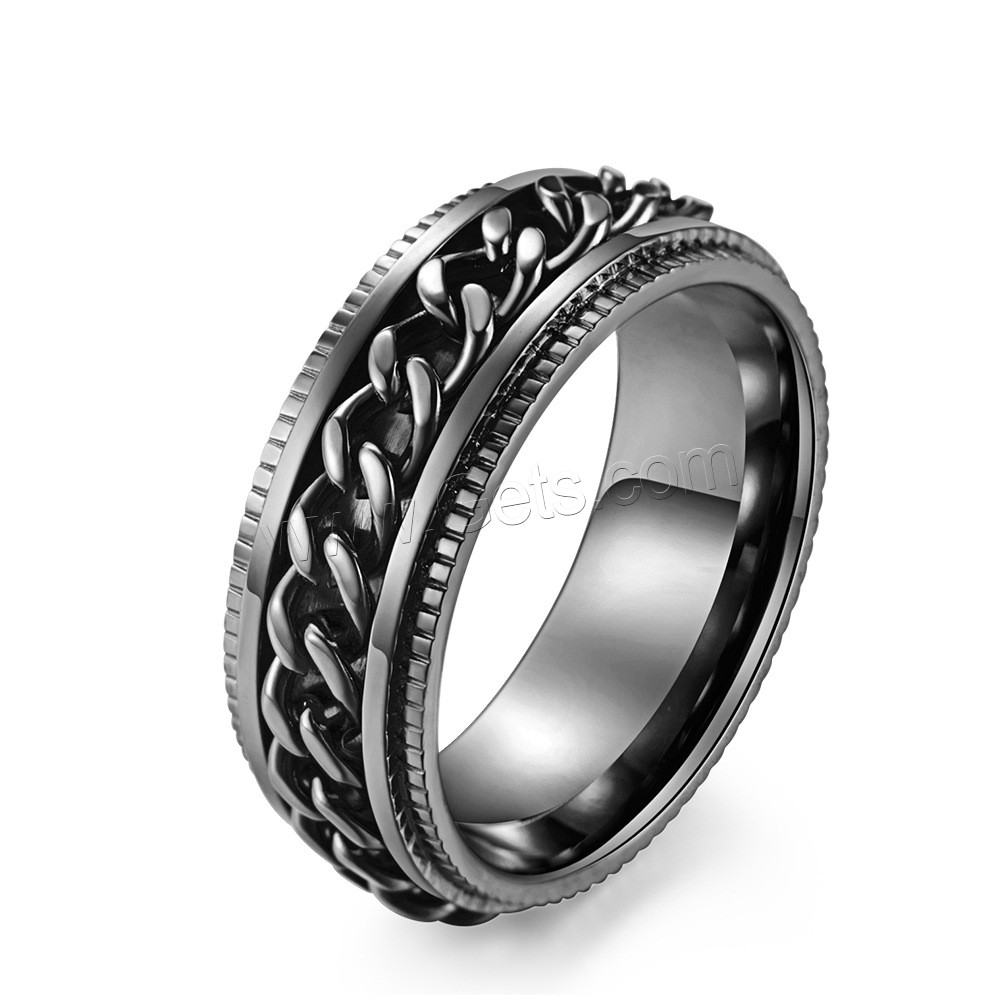 Titanium Steel Finger Ring, plated, rotatable & Unisex & different size for choice, more colors for choice, 8mm, Sold By PC