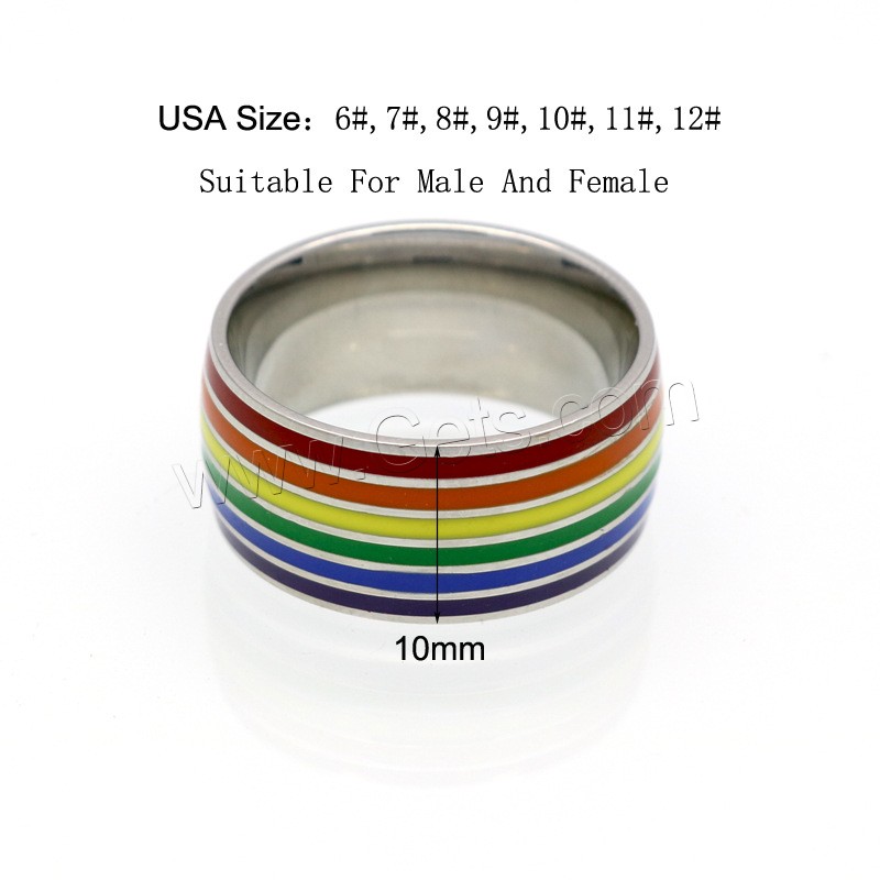 Titanium Steel Finger Ring, plated, Unisex & different size for choice & enamel, more colors for choice, 10mm, Sold By PC