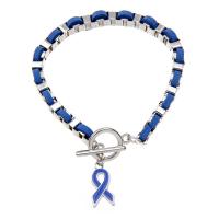 Fashion Zinc Alloy Bracelets, with Velveteen Cord, platinum color plated, Unisex & enamel, blue Approx 7.8 Inch 