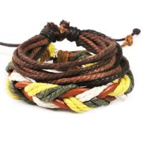 Cotton Thread Bracelet, with PU Leather, with 70mm extender chain, handmade, fashion jewelry & Unisex & adjustable Approx 7.0 Inch 