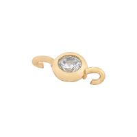 Cubic Zirconia Brass Connector, gold color plated, DIY & with cubic zirconia & 1/1 loop, 4x8 
