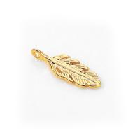 Brass Jewelry Pendants, Feather, gold color plated, fashion jewelry & DIY 