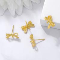 Латунный гвоздик для сережки, Латунь, плакирован золотом, с обручом & разные стили для выбора, продается Пара