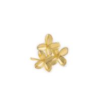 Clou boucle d'oreille en laiton, fleur, Placage de couleur d'or, DIY & avec boucle Vendu par paire