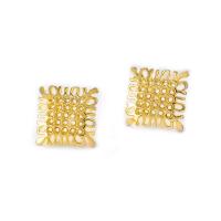 Brass Earring Stud Component, gold color plated, durable & fashion jewelry & DIY & hollow 
