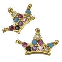 Brass Jewelry Finding, Crown, gold color plated, micro pave cubic zirconia 