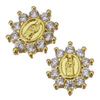 Brass Jewelry Finding, gold color plated, with cubic zirconia 