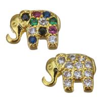Composants de bijoux en laiton, éléphant, Placage de couleur d'or, pavé de micro zircon, plus de couleurs à choisir Vendu par PC