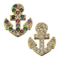 Brass Jewelry Finding, Anchor, gold color plated, micro pave cubic zirconia 