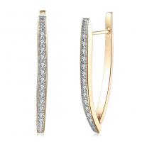 Brass Lever Back Earring, plated, fashion jewelry & for woman & with rhinestone 37*3mm 