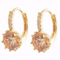 Brass Lever Back Earring, plated, fashion jewelry & for woman & with cubic zirconia 17*10mm 