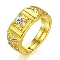 Zirkonia Messing Finger Ring, goldfarben plattiert, Vintage & Modeschmuck & für den Menschen & mit kubischem Zirkonia, 23*9mm, Größe:14, 5PC/Tasche, verkauft von Tasche
