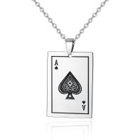 Stainless Steel Jewelry Necklace, Poker, silver color plated, Unisex & oval chain 