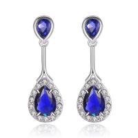 Cubic Zirconia Micro Pave Brass Earring, silver color plated, for woman & with cubic zirconia 16*47mm 