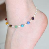 Gemstone Anklet, with Zinc Alloy, with 5cm extender chain, gold color plated, for woman Approx 7.8 Inch 