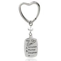 Zinc Alloy Key Chain Jewelry, platinum color plated, with letter pattern & for woman, 80mm 