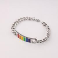 Stainless Steel Chain Bracelets, 316L Stainless Steel, Unisex & enamel, original color Approx 8.2 Inch 
