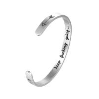 Stainless Steel Cuff Bangle, plated, Unisex & with letter pattern 6mm, Inner Approx 60mm Approx 7.5 Inch 