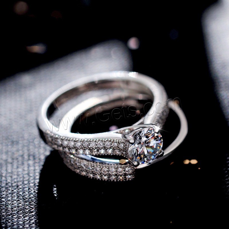 Anilo de dedo de latón, metal, chapado, diverso tamaño para la opción & para mujer & con diamantes de imitación, más colores para la opción, Vendido por Par