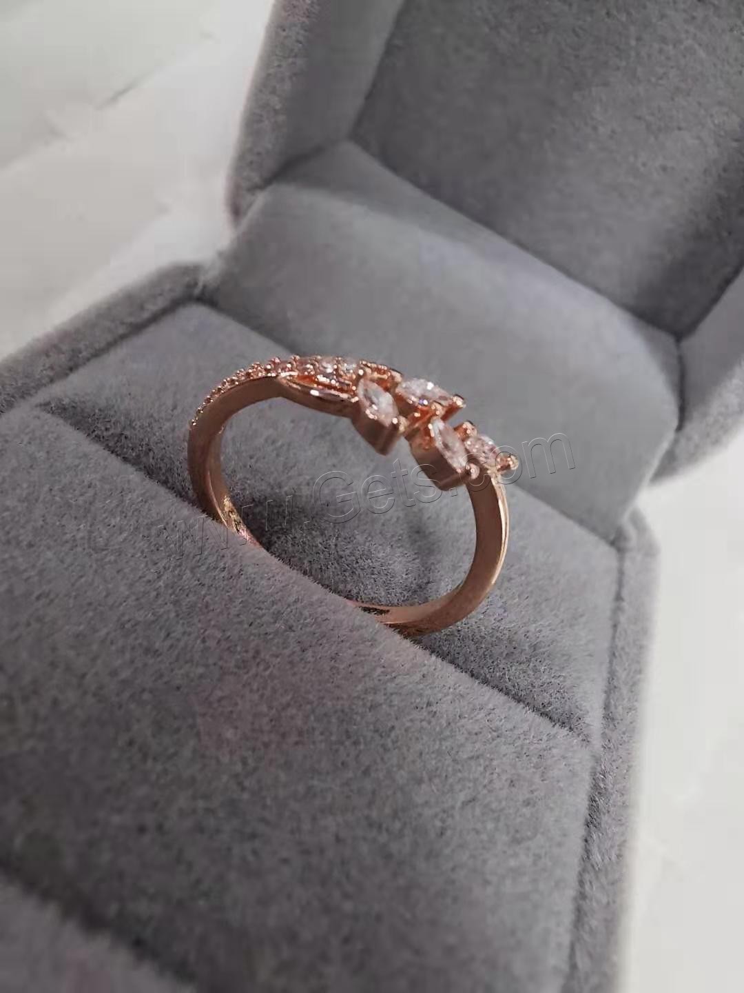 Rhinestone Brass Finger Ring, rose gold color plated, different size for choice & for woman & with rhinestone, Sold By PC