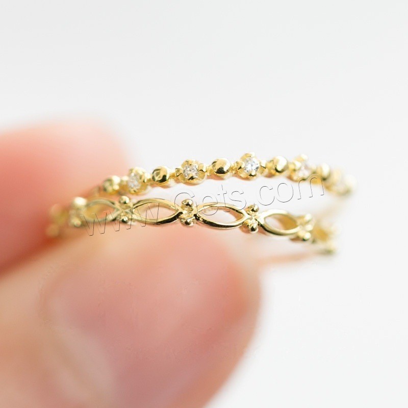 Anilo de dedo de latón, metal, chapado en color dorado, diverso tamaño para la opción & para mujer & con diamantes de imitación, Vendido por Par