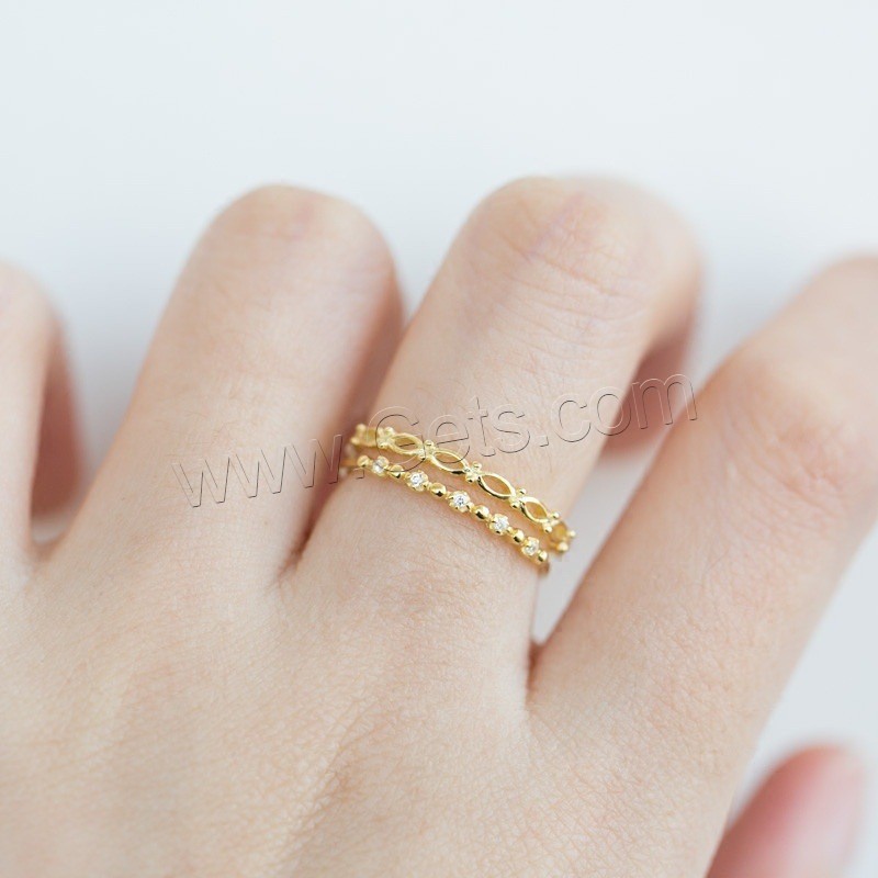 Anilo de dedo de latón, metal, chapado en color dorado, diverso tamaño para la opción & para mujer & con diamantes de imitación, Vendido por Par