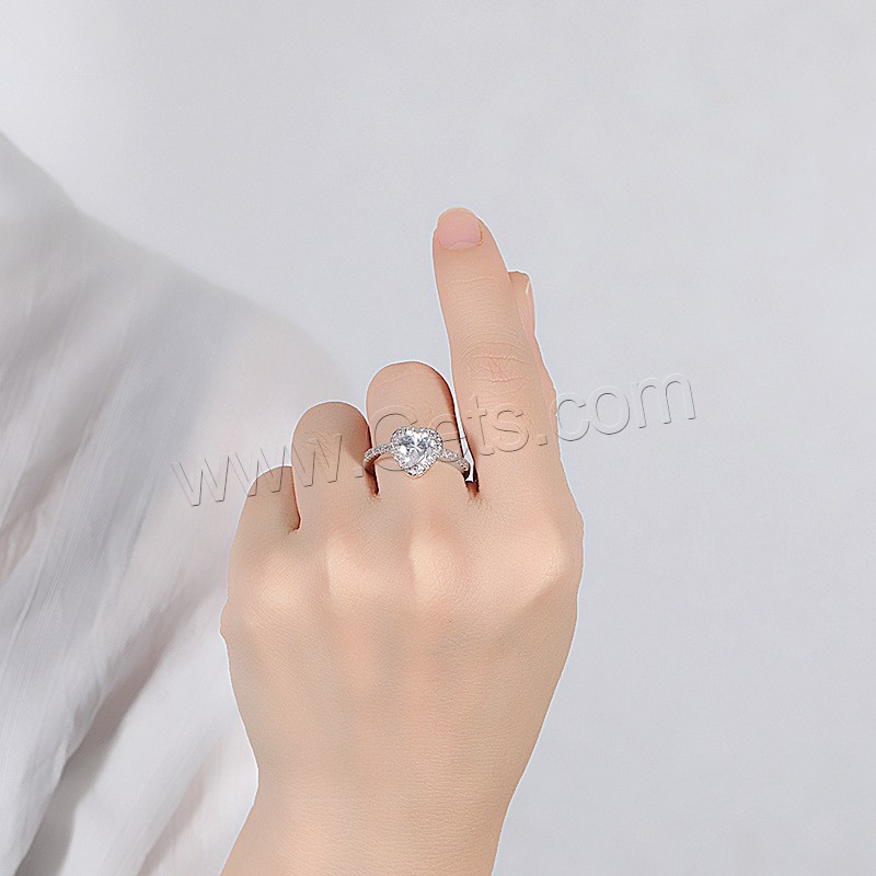 Цирконий Micro Pave Латунь палец кольцо, покрытый платиной, разный размер для выбора & инкрустированное микро кубического циркония & Женский, продается PC