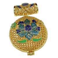 Brass Floating Locket Pendant, gold color plated, enamel & hollow Approx 6.2mm 
