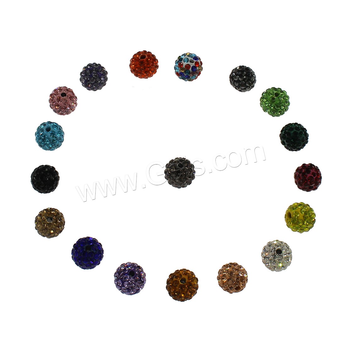 Rhinestone Clay Pave Beads, Round, different size for choice & with rhinestone, more colors for choice, Hole:Approx 1mm, 200PCs/Bag, Sold By Bag