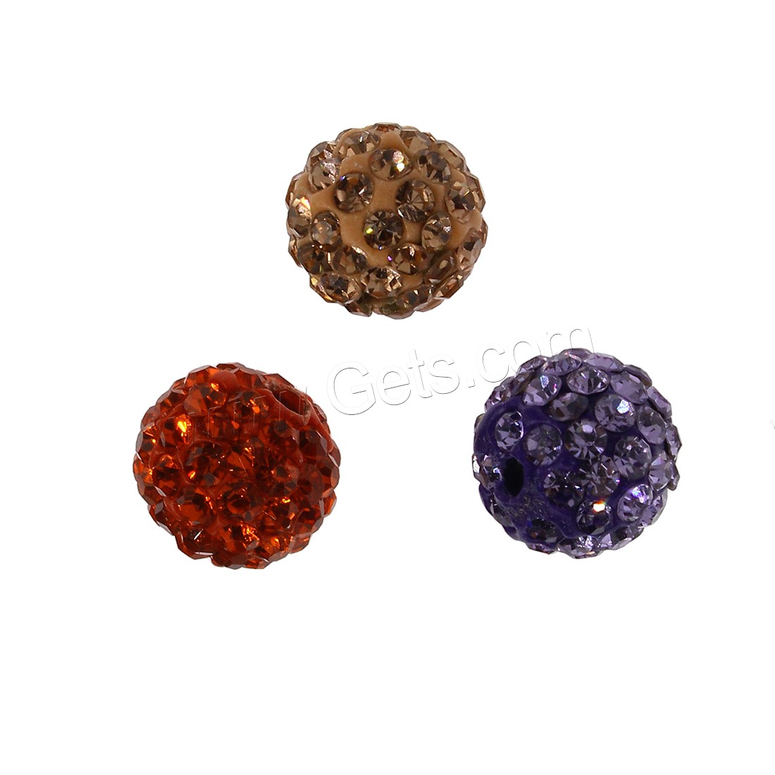 Rhinestone Clay Pave Beads, Round, different size for choice & with rhinestone, more colors for choice, Hole:Approx 1mm, 200PCs/Bag, Sold By Bag