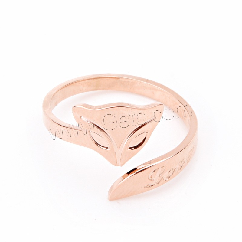 Stainless Steel Cuff Finger Ring, Fox, rose gold color plated, fashion jewelry & Unisex & different size for choice, US Ring Size:6-8, Sold By PC