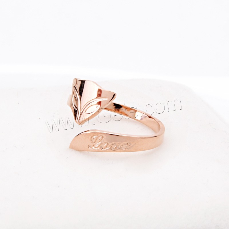 Stainless Steel Cuff Finger Ring, Fox, rose gold color plated, fashion jewelry & Unisex & different size for choice, US Ring Size:6-8, Sold By PC