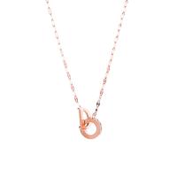 Stainless Steel Jewelry Necklace, with 53mm extender chain, rose gold color plated, fashion jewelry & for woman & with rhinestone Approx 15.7 Inch 