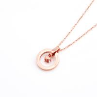 Stainless Steel Jewelry Necklace, rose gold color plated, for woman & with rhinestone, 14mm Approx 17.83 Inch 