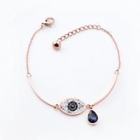 Stainless Steel Chain Bracelets, with Crystal, rose gold color plated, fashion jewelry & for woman & with rhinestone, 17mm Approx 8.07 Inch 