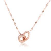 Stainless Steel Jewelry Necklace, with 65mm extender chain, rose gold color plated, wave chain & for woman & with rhinestone Approx 15.94 Inch 