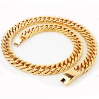 Stainless Steel Chain Necklace, 18K gold plated, fashion jewelry & for man, 15MM 