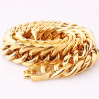 Stainless Steel Chain Necklace, gold color plated & for man, 21mm 