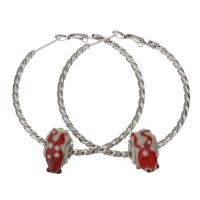 Stainless Steel Hoop Earring, with Lampwork, fashion jewelry & for woman, original color  