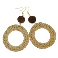 Rattan Earring, Stainless Steel, with Rattan, gold color plated, fashion jewelry & woven pattern & for woman, 93mm 