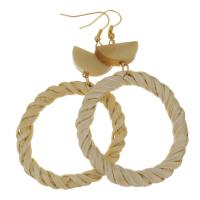 Rattan Earring, Stainless Steel, with Rattan, gold color plated, fashion jewelry & woven pattern & for woman, 85mm 