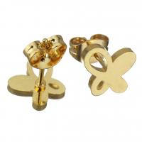 Stainless Steel Stud Earring, Butterfly, gold color plated, fashion jewelry & for woman 