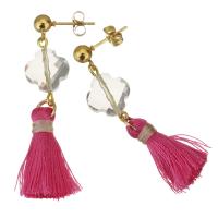 Stainless Steel Tassel Earring, with Cotton Thread, gold color plated, fashion jewelry & for woman, 47mm 