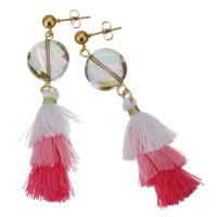 Stainless Steel Tassel Earring, with Cotton Thread, gold color plated, fashion jewelry & for woman, 65mm 