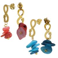 Boucle d'oreille goutte inox, acier inoxydable, avec Acrylique, Placage de couleur d'or, bijoux de mode & pour femme, plus de couleurs à choisir, 29mm Vendu par lot