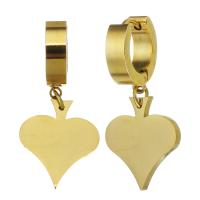 Stainless Steel Huggie Hoop Drop Earring, Heart, gold color plated, fashion jewelry & for woman, 34mm 