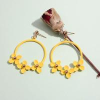 Brass Drop Earring, Flower, painted, fashion jewelry & for woman 57*45mm 