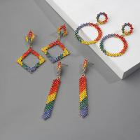 Rhinestone Brass Drop Earring, gold color plated & for woman & with rhinestone, multi-colored, 60*37mm 